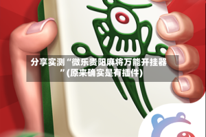 分享实测“微乐贵阳麻将万能开挂器”(原来确实是有插件)