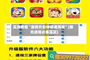 实测教程“麻将外卦神器通用版”(曝光透视必备猫腻)