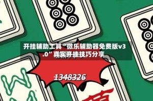 开挂辅助工具“微乐辅助器免费版v3.0”真实开挂技巧分享