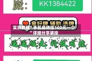 实测教程”手机麻将挂100元一个”详细分享装挂