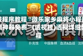 安装程序教程“微乐家乡麻将小程序必赢神器免费”(透视挂)透视详细教程