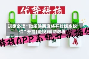 玩家必读“微乐陕西麻将开挂版本软件”开挂(透视)辅助教程