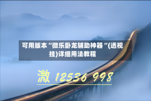 可用版本“微乐卧龙辅助神器“(透视挂)详细用法教程