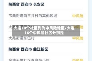 大连10个社区列为中风险地区/大连16个中风险社区分别是