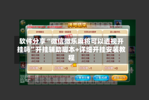 软件分享“微信微乐麻将可以透视开挂吗”开挂辅助脚本+详细开挂安装教程