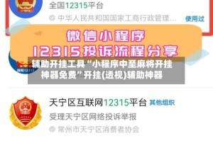 辅助开挂工具“小程序中至麻将开挂神器免费”开挂(透视)辅助神器