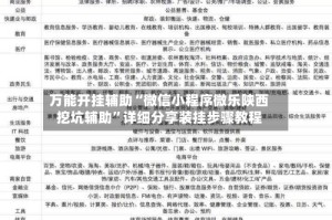 万能开挂辅助“微信小程序微乐陕西挖坑辅助”详细分享装挂步骤教程