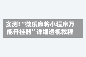实测!“微乐麻将小程序万能开挂器”详细透视教程
