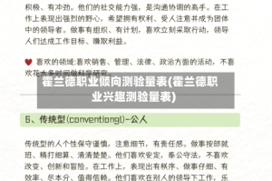 霍兰德职业倾向测验量表(霍兰德职业兴趣测验量表)