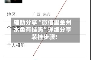 辅助分享“微信里金州水鱼有挂吗”详细分享装挂步骤!