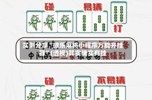 实测分享“微乐麻将小程序万能开挂器”(透视)其实确实有挂