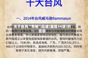 关于台风“韦帕”生成!最强14级!的信息