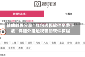 辅助教程分享“红包透视软件免费下载”详细外挂透视辅助软件教程