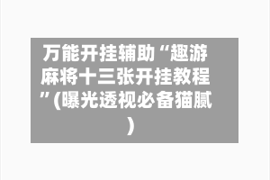 万能开挂辅助“趣游麻将十三张开挂教程”(曝光透视必备猫腻)