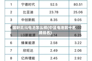 国轩高科电池怎么样(中国电池前十名牌排名)