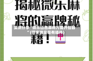 实测分享“微乐山西麻将万能开挂器”(原来确实是有插件)