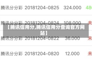 【腾讯信用分,腾讯信用分查询官方网站】
