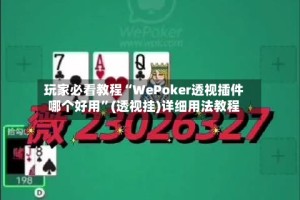 玩家必看教程“WePoker透视插件哪个好用”(透视挂)详细用法教程