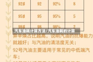 汽车油耗计算方法/汽车油耗的计算