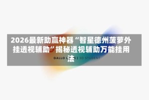 2026最新助赢神器“智星德州菠萝外挂透视辅助”揭秘透视辅助万能挂用法