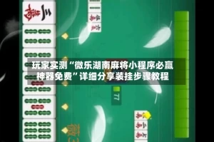 玩家实测“微乐湖南麻将小程序必赢神器免费”详细分享装挂步骤教程