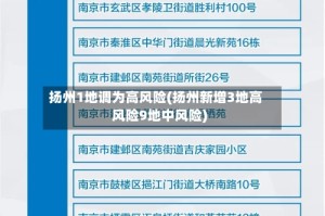 扬州1地调为高风险(扬州新增3地高风险9地中风险)