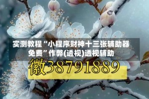 实测教程“小程序财神十三张辅助器免费”作弊(透视)透视辅助