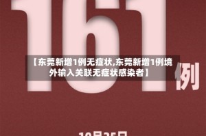 【东莞新增1例无症状,东莞新增1例境外输入关联无症状感染者】