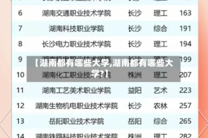 【湖南都有哪些大学,湖南都有哪些大学?】