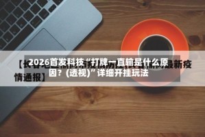 2026首发科技“打牌一直输是什么原因？(透视)”详细开挂玩法