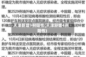 天津新增9例阳性(天津新增4例阳性)
