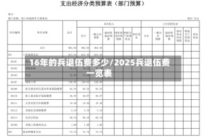 16年的兵退伍费多少/2025兵退伍费一览表