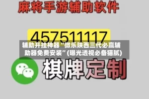 辅助开挂神器“微乐陕西三代必赢辅助器免费安装”(曝光透视必备猫腻)
