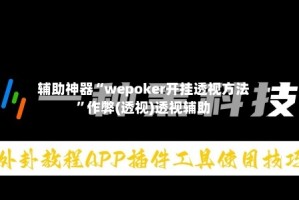 辅助神器“wepoker开挂透视方法”作弊(透视)透视辅助