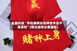 必备科技“手机麻将必赢神软件是不是真的”(曝光透视必备猫腻)