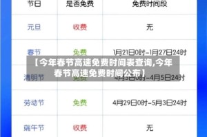 【今年春节高速免费时间表查询,今年春节高速免费时间公布】