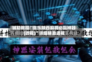 辅助教程“微乐陕西麻将必赢神器(透视)”详细辅助透视