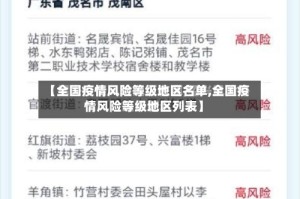 【全国疫情风险等级地区名单,全国疫情风险等级地区列表】