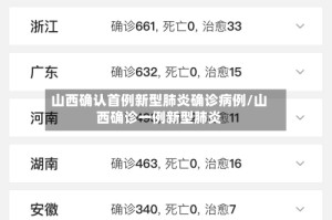 山西确认首例新型肺炎确诊病例/山西确诊一例新型肺炎