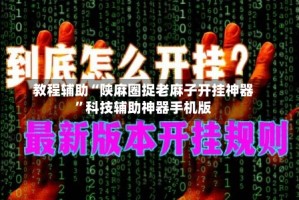 教程辅助“陕麻圈捉老麻子开挂神器”科技辅助神器手机版