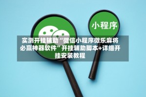 实测开挂辅助“微信小程序微乐麻将必赢神器软件”开挂辅助脚本+详细开挂安装教程