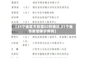 【31个省区市新增80例确诊,31个省市新增确诊病例】