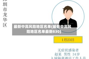 最新中高风险地区名单(最新中高风险地区名单最新830)