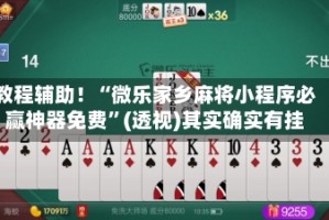 教程辅助！“微乐家乡麻将小程序必赢神器免费”(透视)其实确实有挂