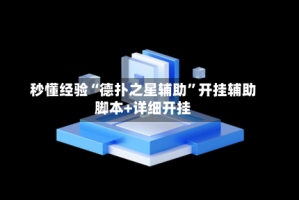 秒懂经验“德扑之星辅助”开挂辅助脚本+详细开挂