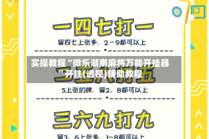 实操教程“微乐湖南麻将万能开挂器”开挂(透视)辅助教程