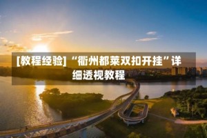 [教程经验] “衢州都莱双扣开挂”详细透视教程