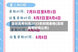 深圳高考时间2023年时间表格(深圳高考时间公布)