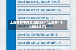 上海共有中风险地区35个(上海共4个中风险地区)