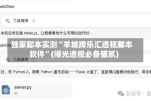 独家脚本实测“羊城牌乐汇透视脚本软件”(曝光透视必备猫腻)